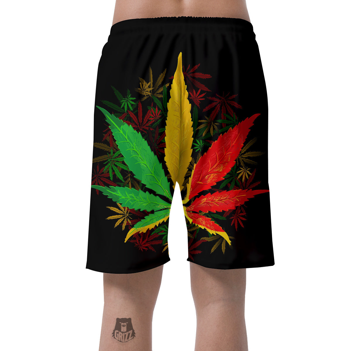 Rasta Cannabis Print Men's Shorts-grizzshop