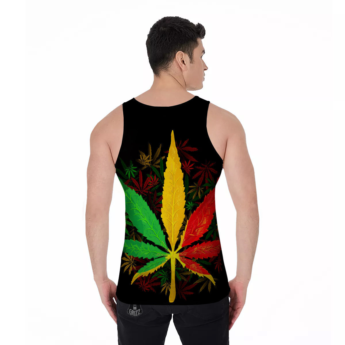 Rasta Cannabis Print Men's Tank Top-grizzshop