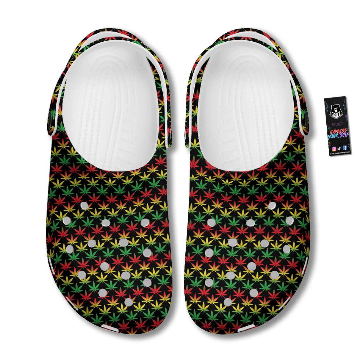 Rasta Cannabis Print Pattern Clog-grizzshop