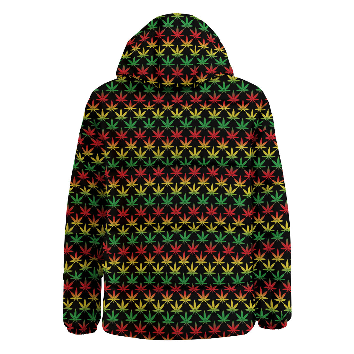 Rasta Cannabis Print Pattern Down Jacket-grizzshop