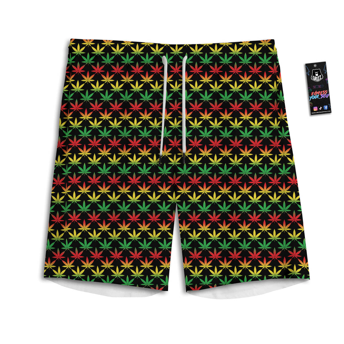 Rasta Cannabis Print Pattern Men's Athletic Shorts