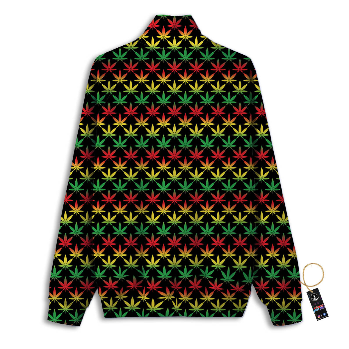 Rasta Cannabis Print Pattern Track Jacket-grizzshop