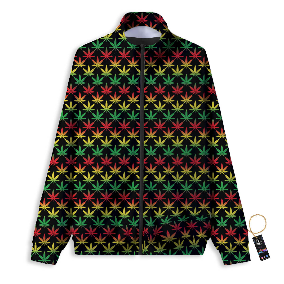 Rasta Cannabis Print Pattern Track Jacket-grizzshop