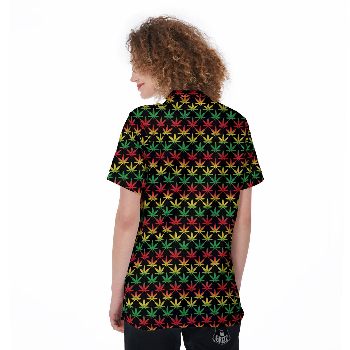 Rasta Cannabis Print Pattern Women's Golf Shirts-grizzshop