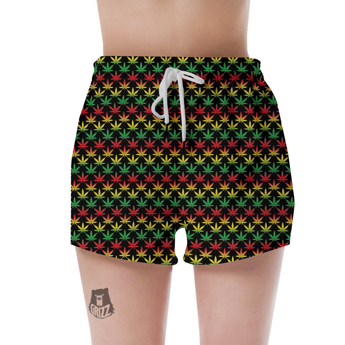 Rasta Cannabis Print Pattern Women's Shorts-grizzshop