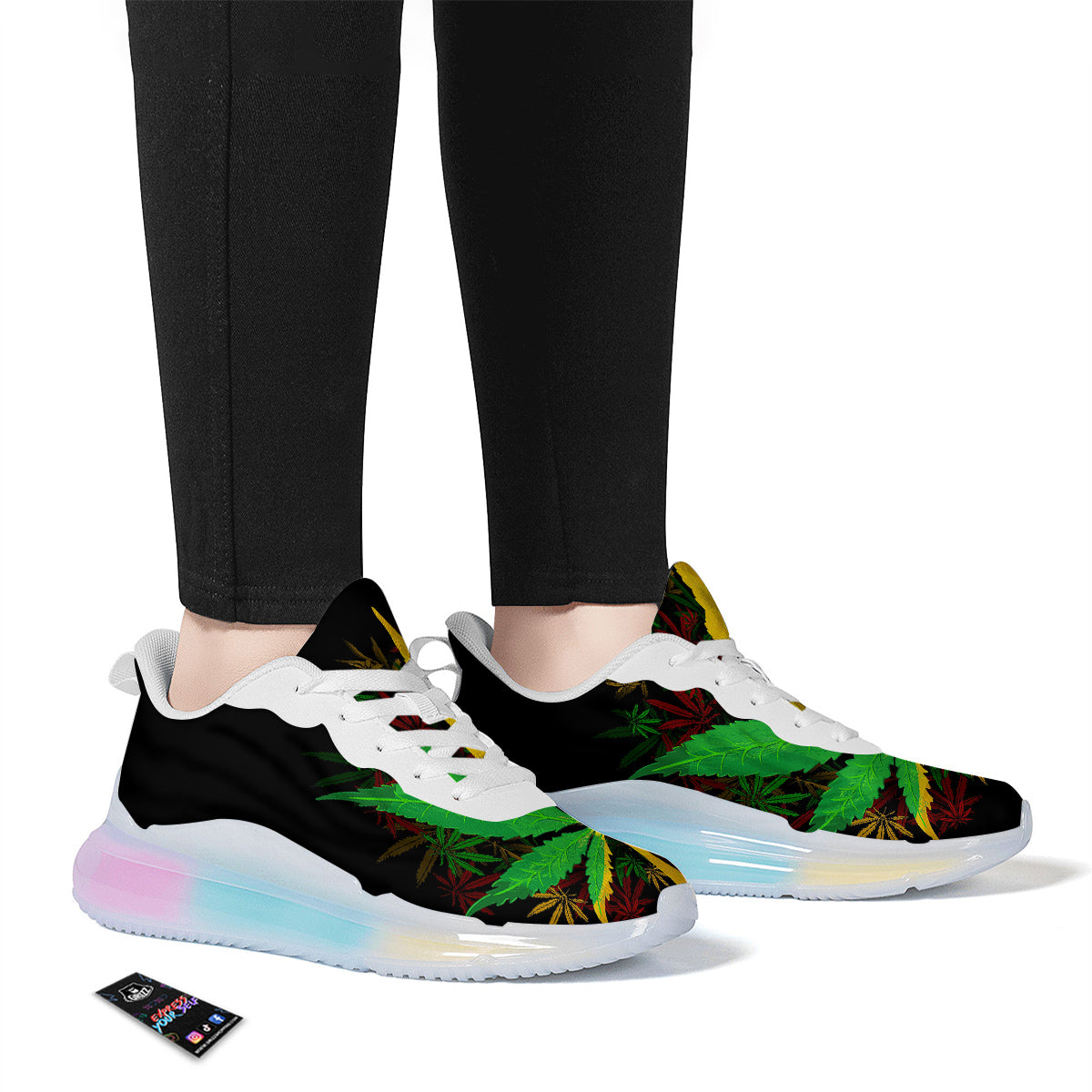 Rasta Cannabis Print Running Sneakers-grizzshop
