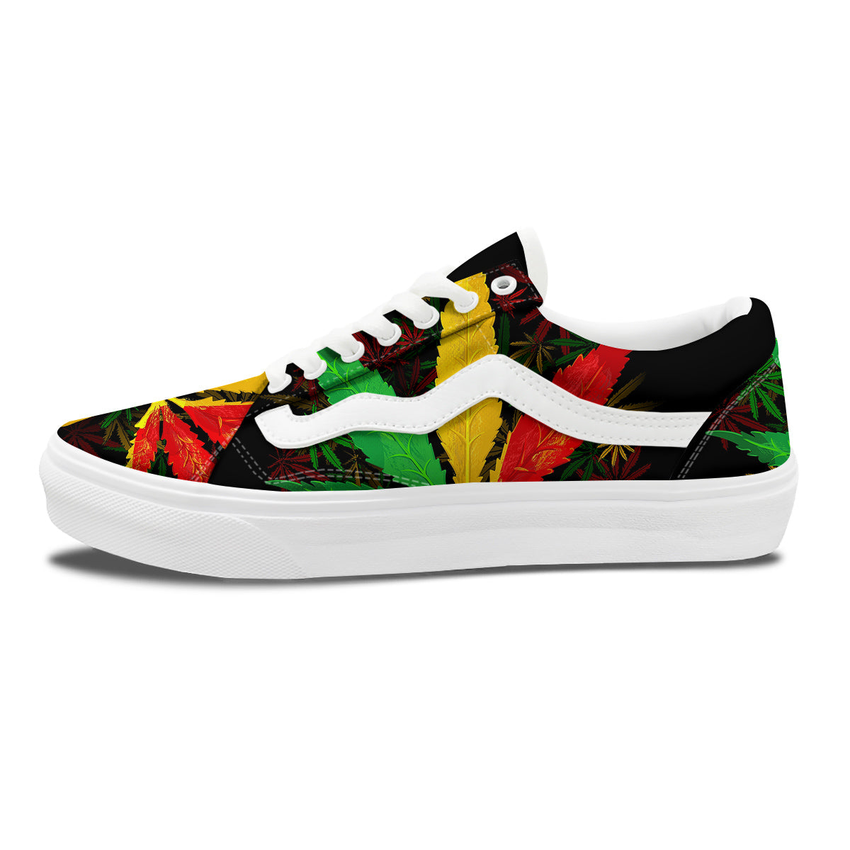Rasta Cannabis Print Skate Shoes-grizzshop