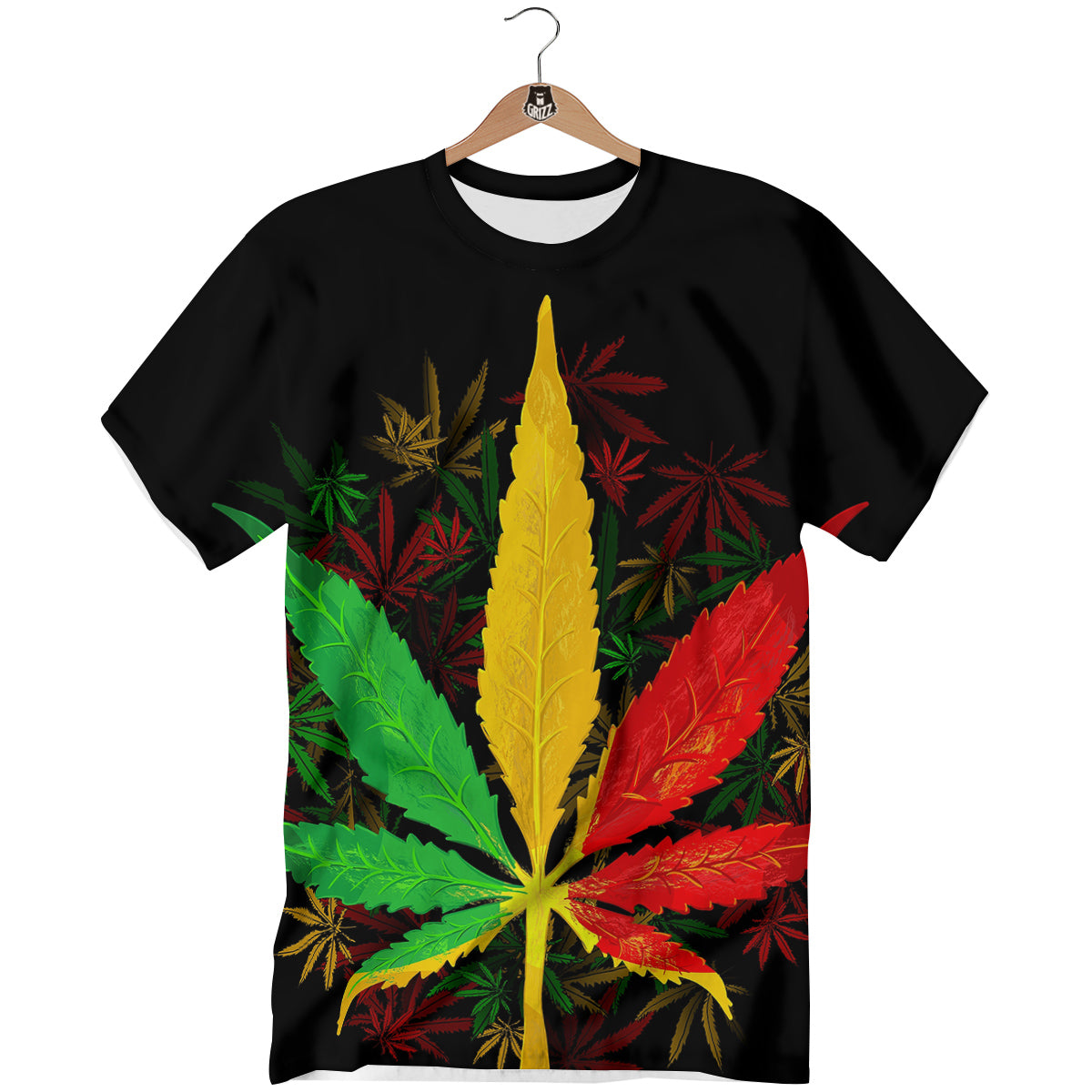 Rasta Cannabis Print T-Shirt-grizzshop
