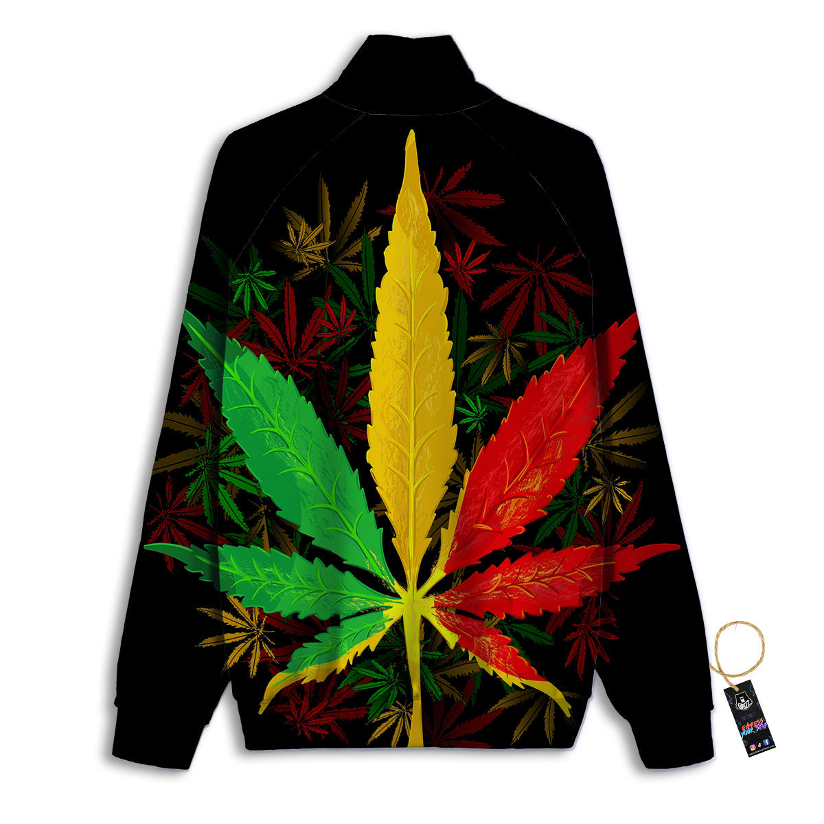 Rasta Cannabis Print Track Jacket-grizzshop