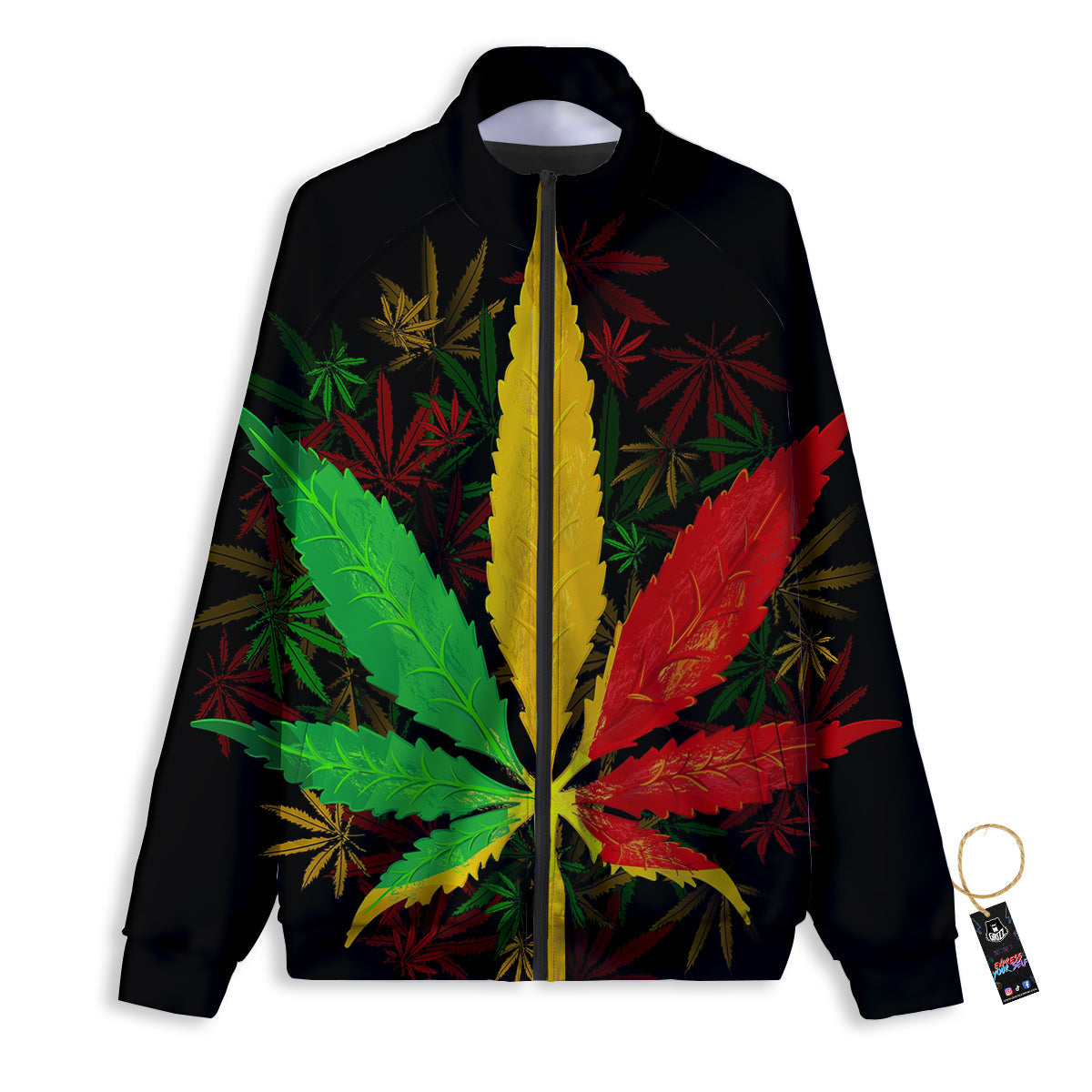 Rasta Cannabis Print Track Jacket-grizzshop