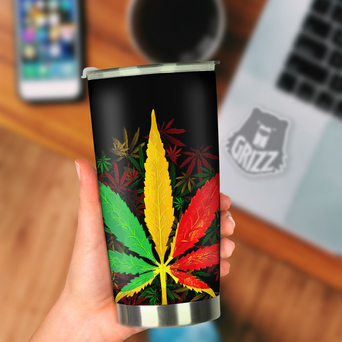 Rasta Cannabis Print Tumbler-grizzshop