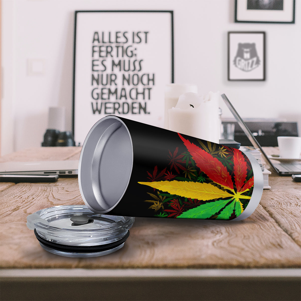 Rasta Cannabis Print Tumbler-grizzshop
