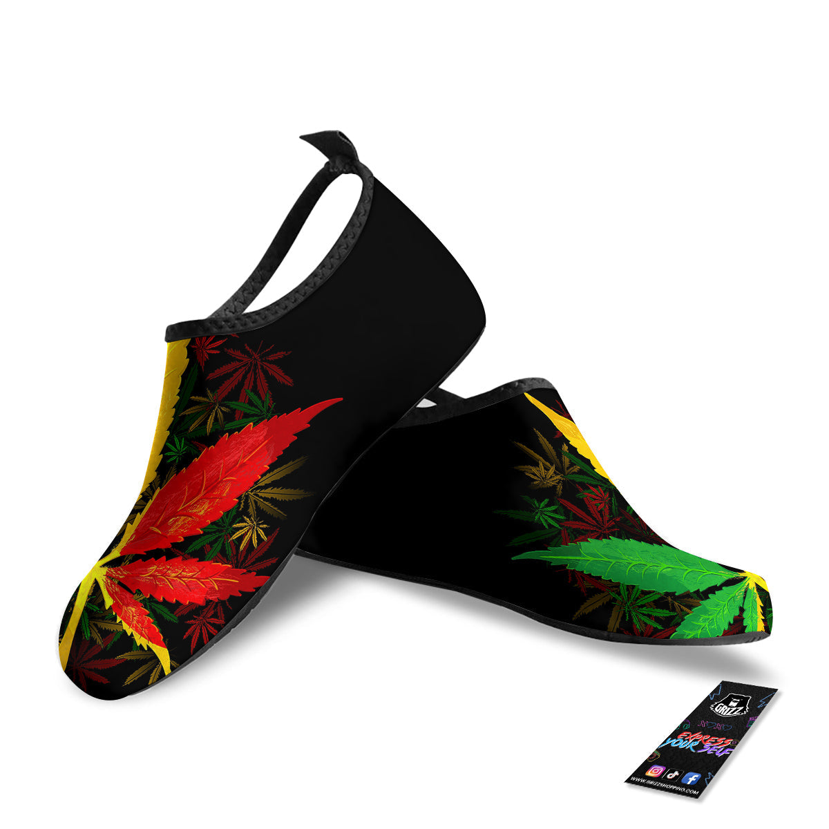 Rasta Cannabis Print Water Shoes-grizzshop