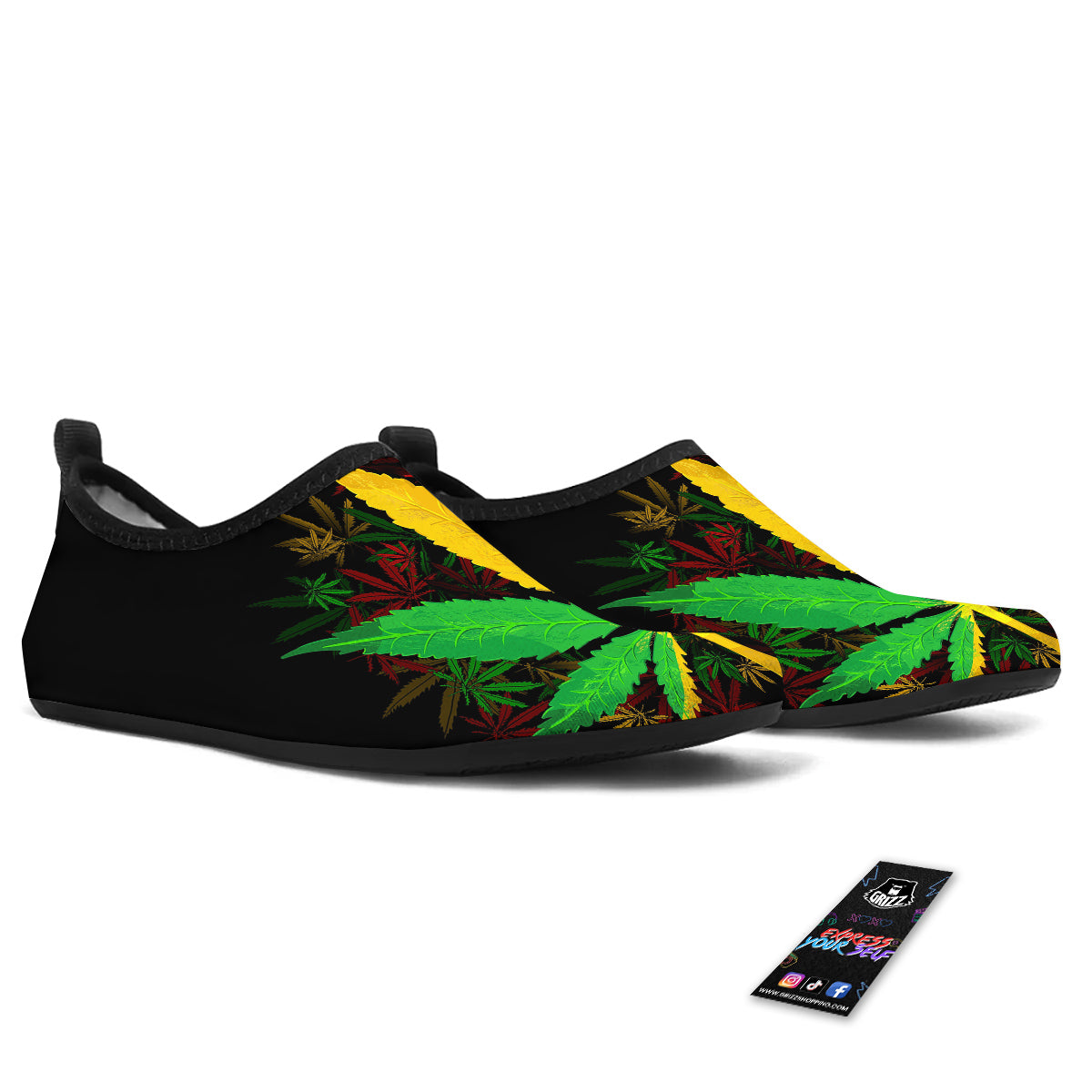 Rasta Cannabis Print Water Shoes-grizzshop