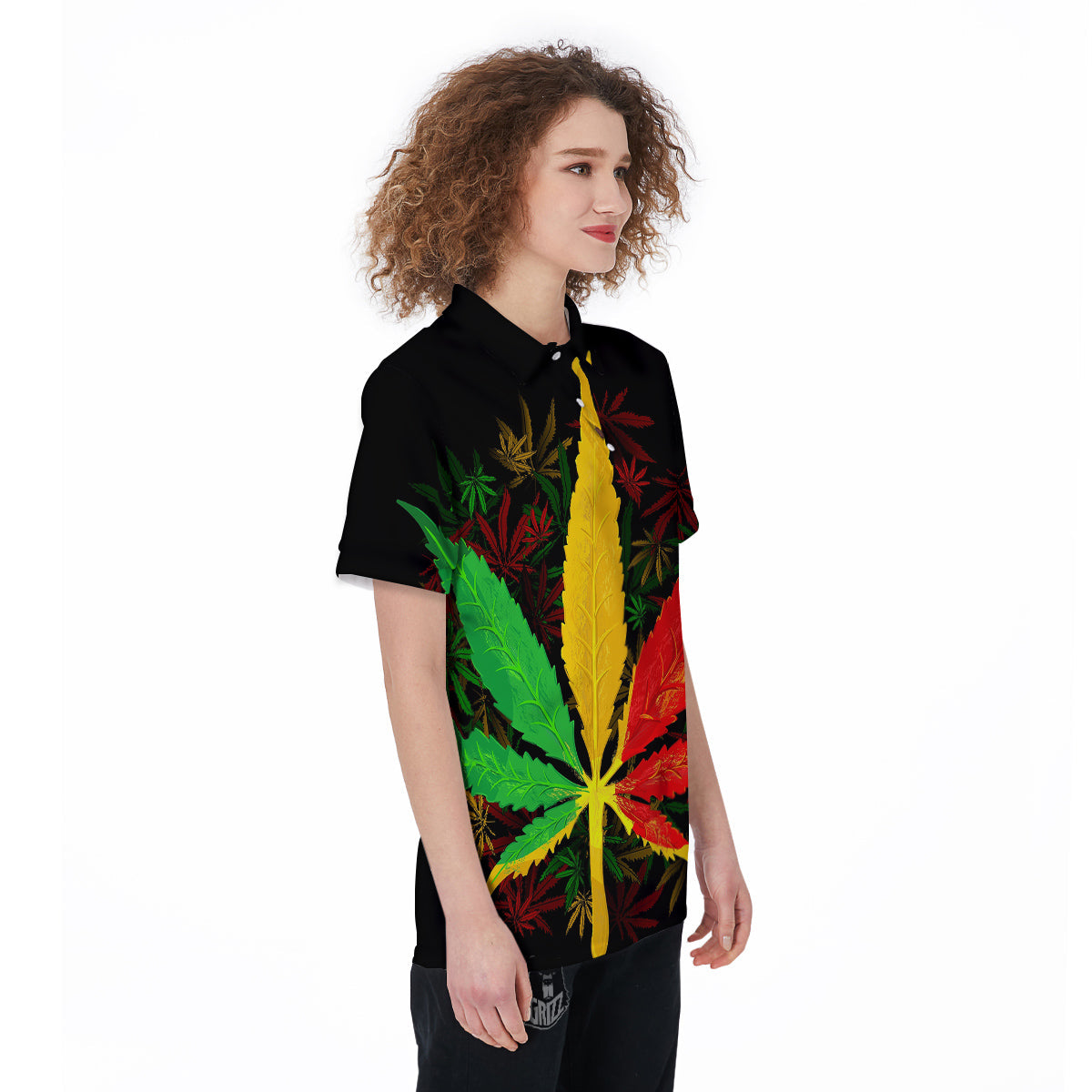 Rasta Cannabis Print Women's Golf Shirts-grizzshop