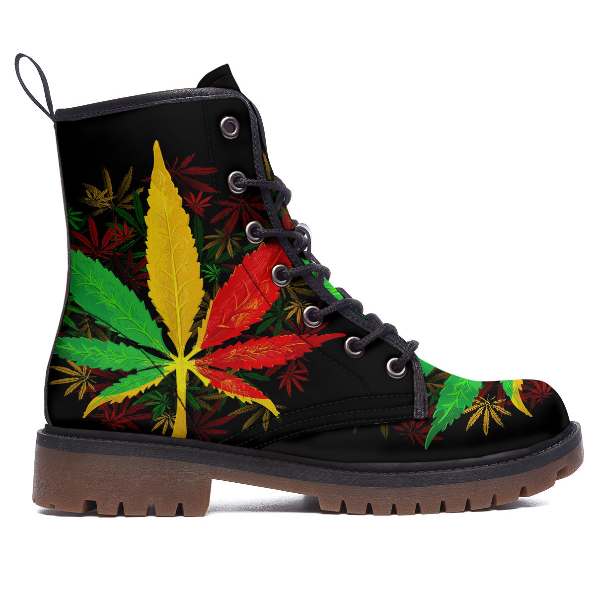 Rasta Cannabis Print Work Boots-grizzshop