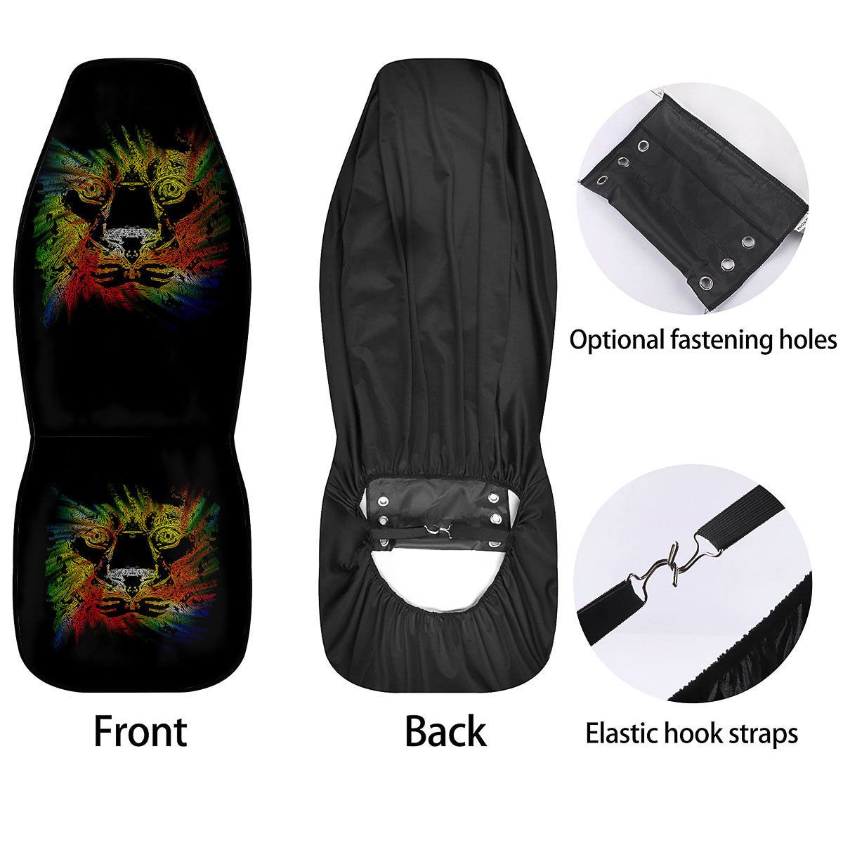 Rasta Lion Grunge Print Car Seat Covers-grizzshop