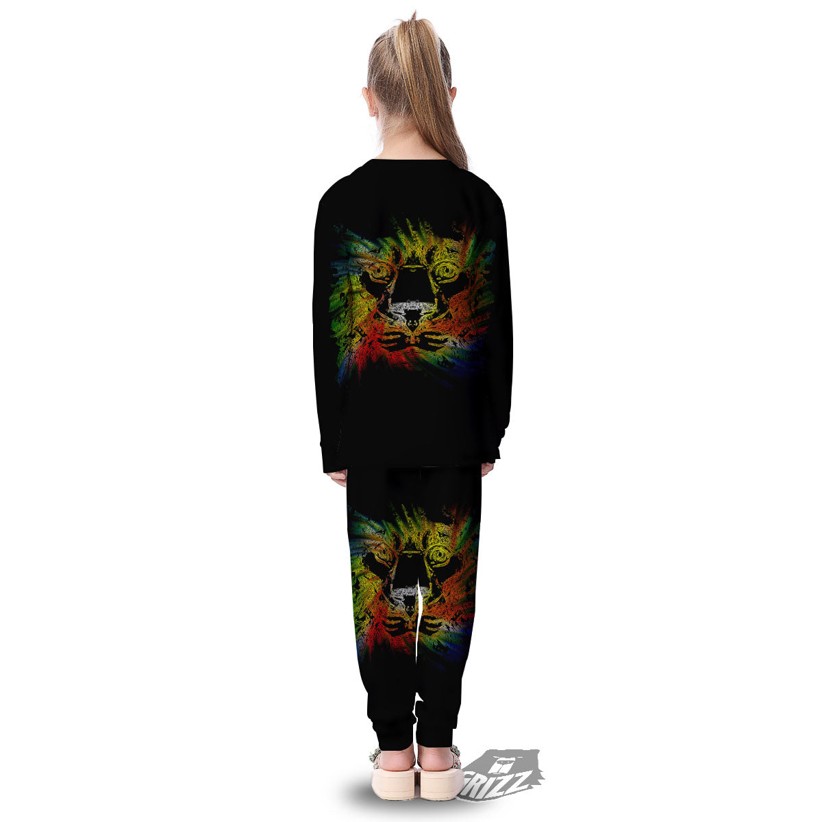 Rasta Lion Grunge Print Kid's Pajamas-grizzshop