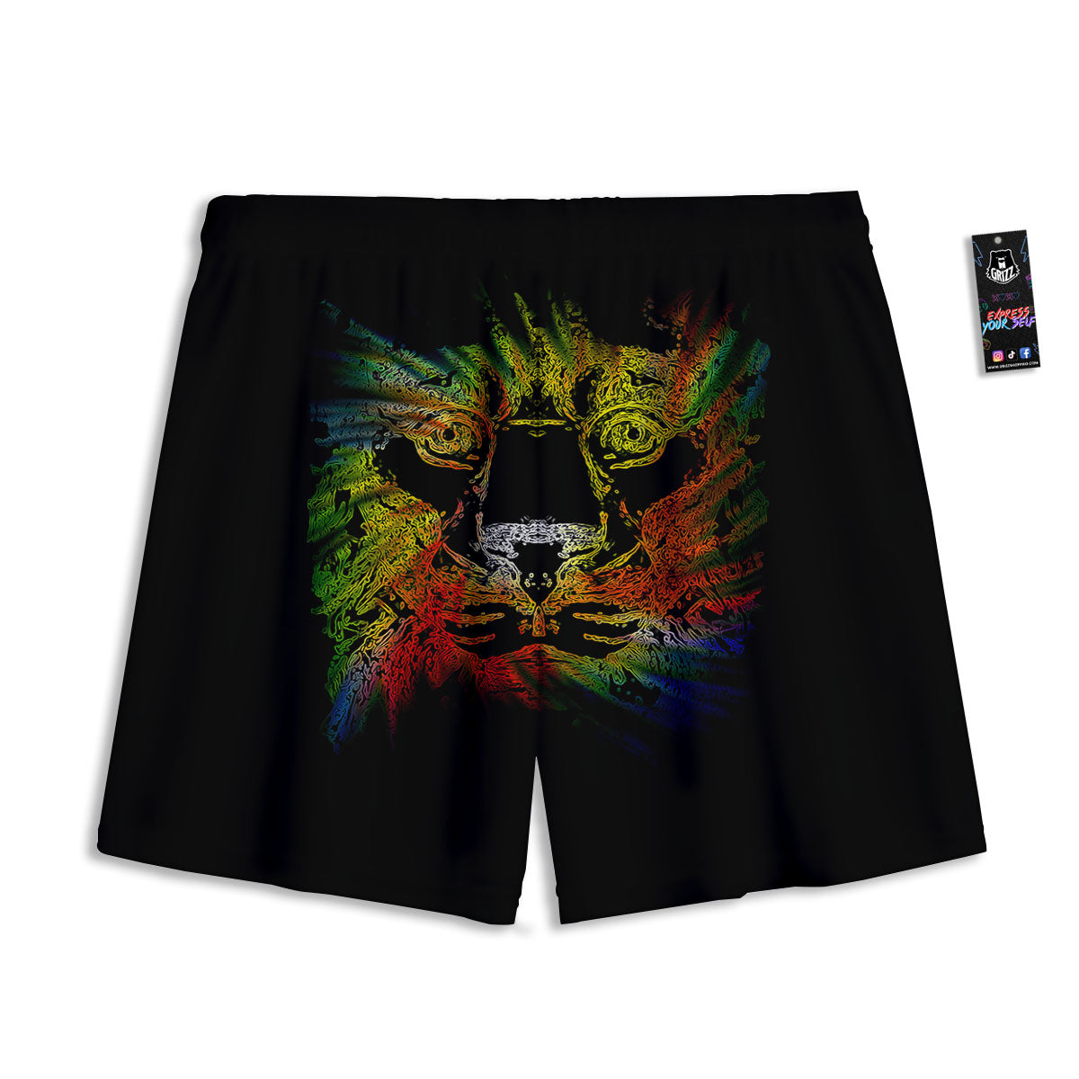 Rasta Lion Grunge Print Mesh Shorts