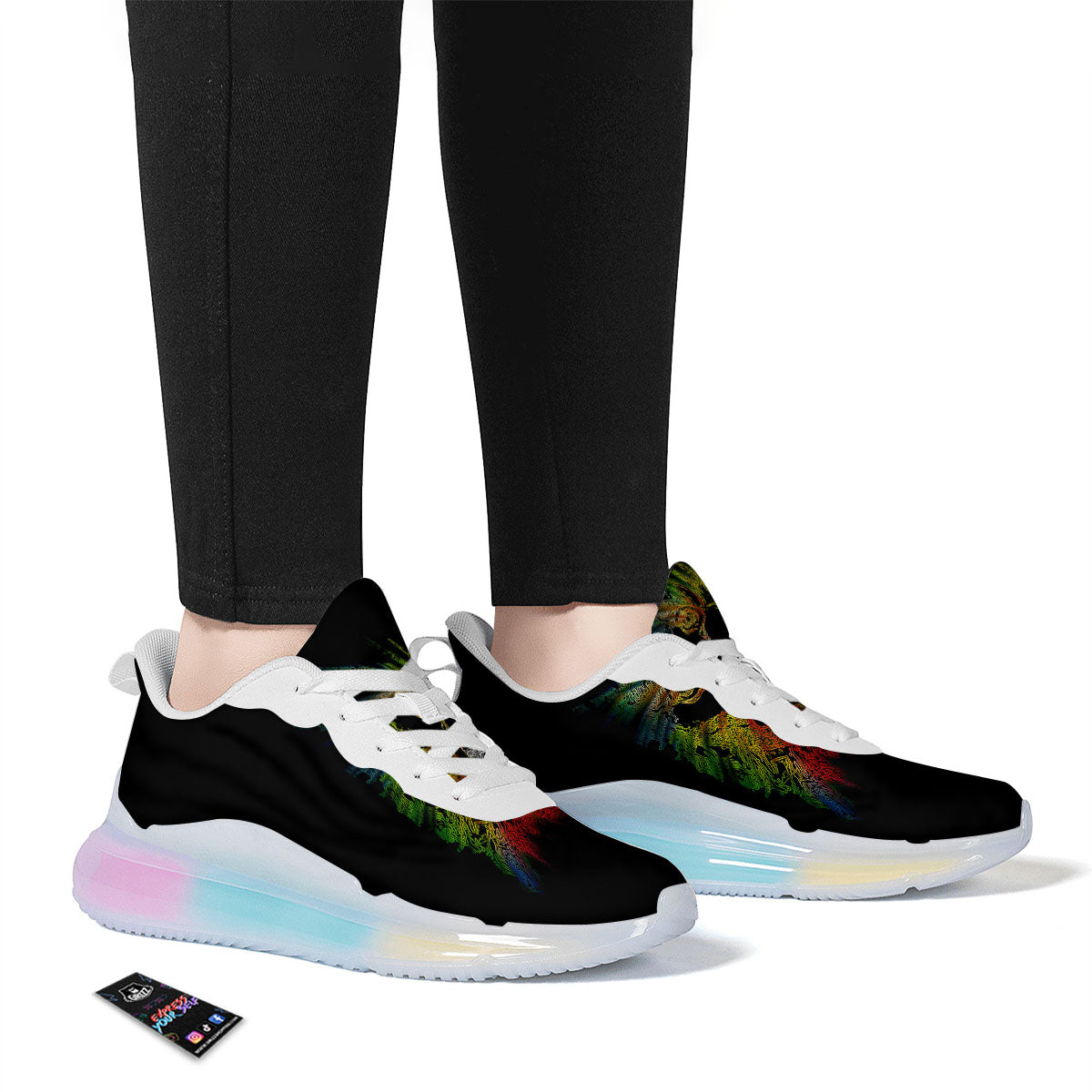 Rasta Lion Grunge Print Running Sneakers-grizzshop