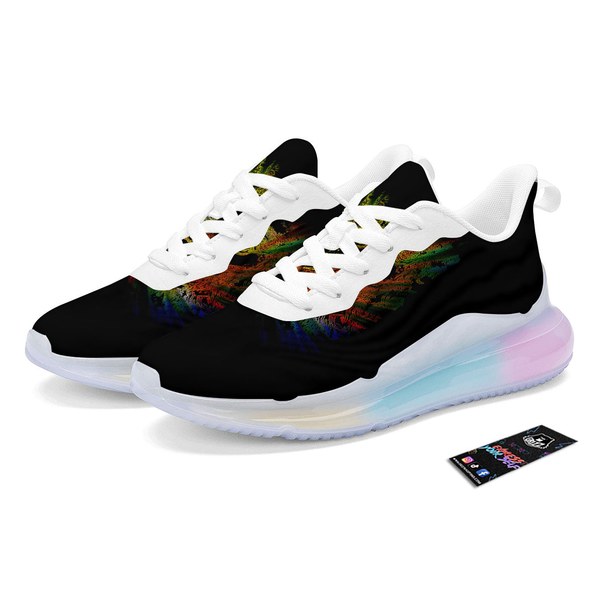 Rasta Lion Grunge Print Running Sneakers-grizzshop