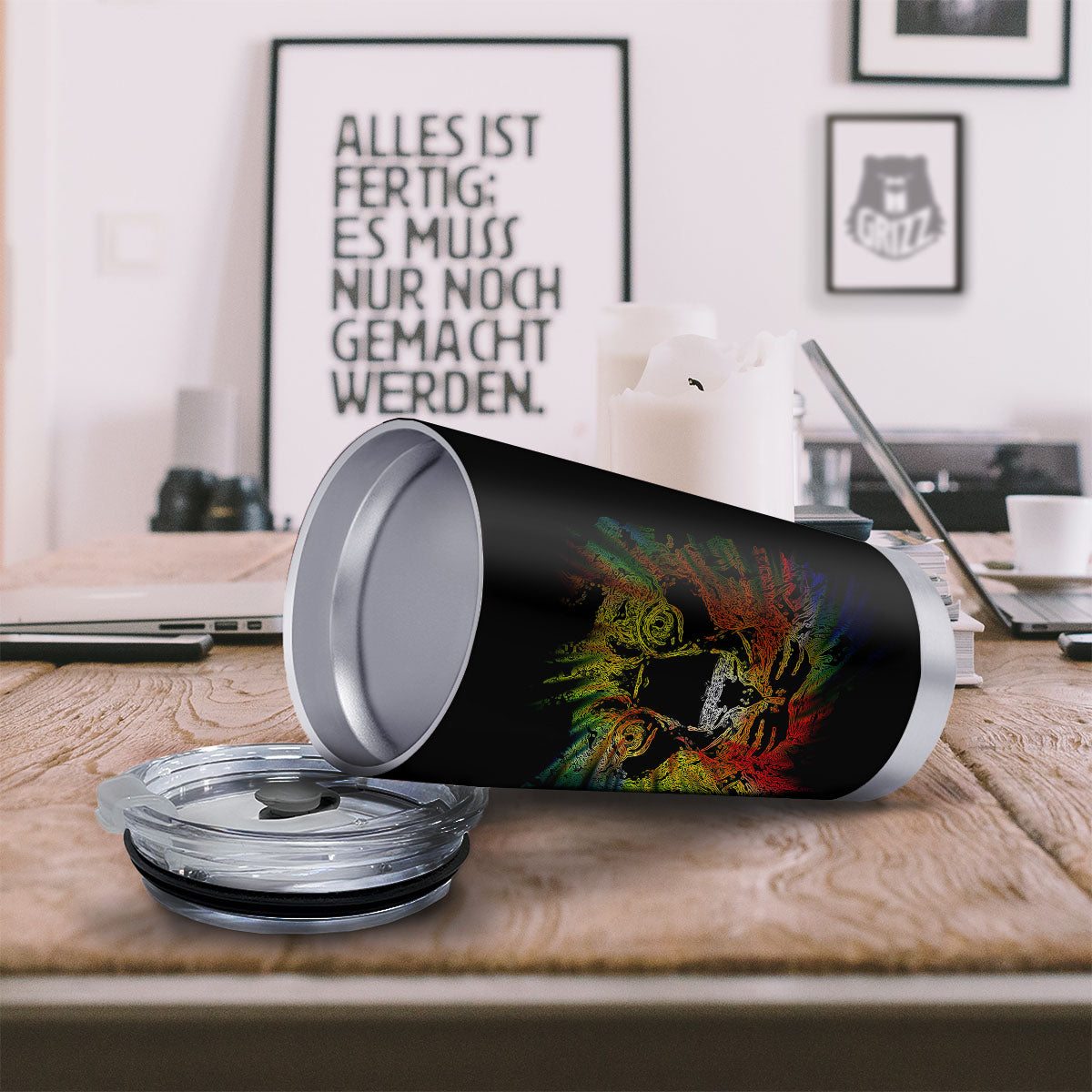 Rasta Lion Grunge Print Tumbler-grizzshop