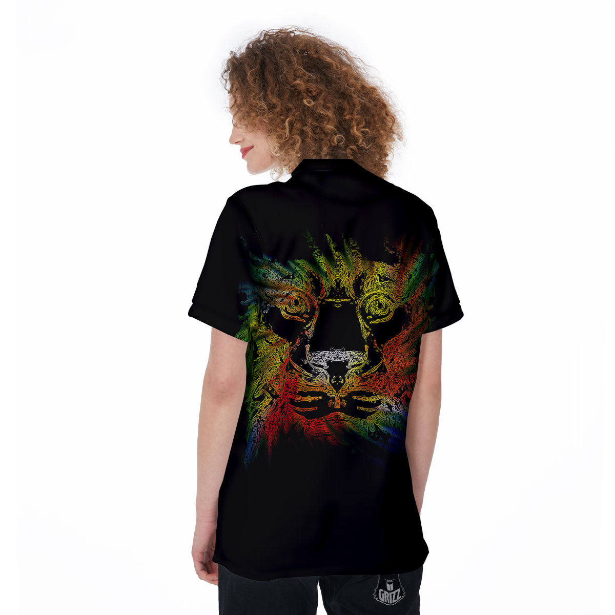 Rasta Lion Grunge Print Women's Golf Shirts-grizzshop