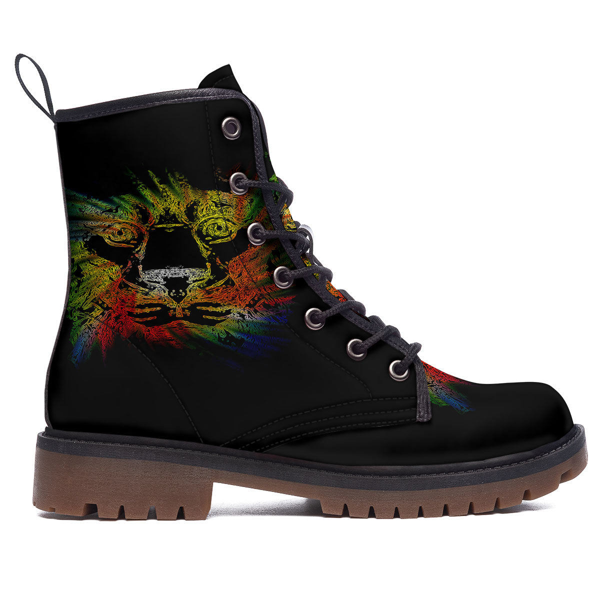 Rasta Lion Grunge Print Work Boots-grizzshop