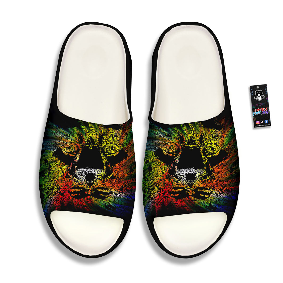 Rasta Lion Grunge Print Sandals-grizzshop