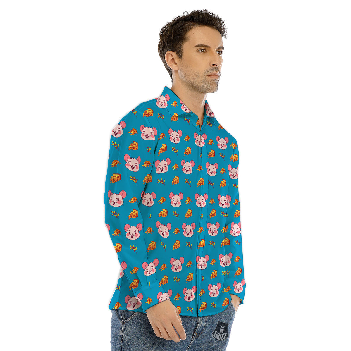 Rat Cute Print Pattern Men's Dress Shirts-grizzshop