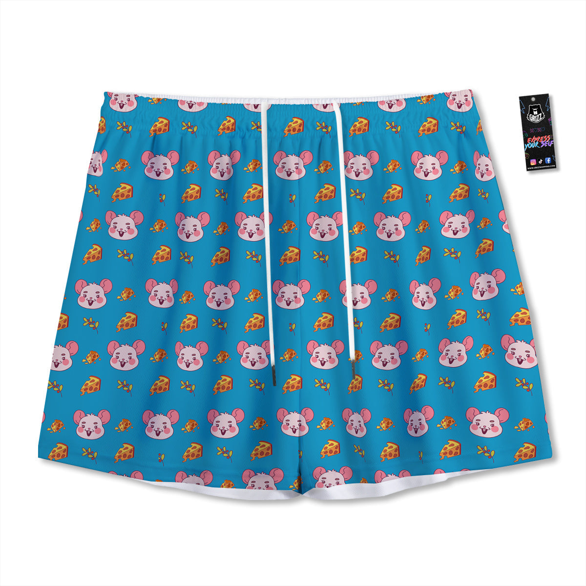 Rat Cute Print Pattern Mesh Shorts-grizzshop