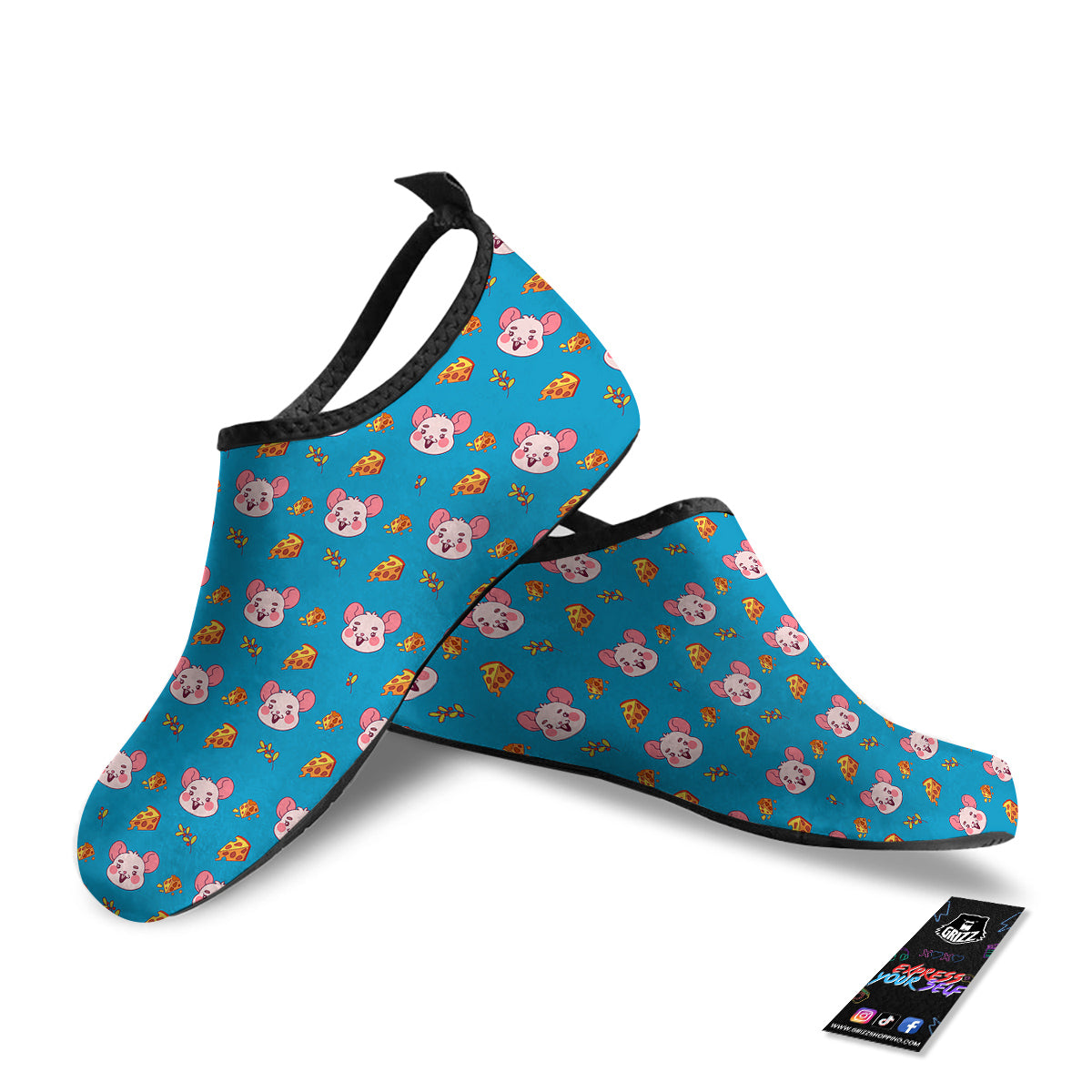 Rat Cute Print Pattern Water Shoes-grizzshop