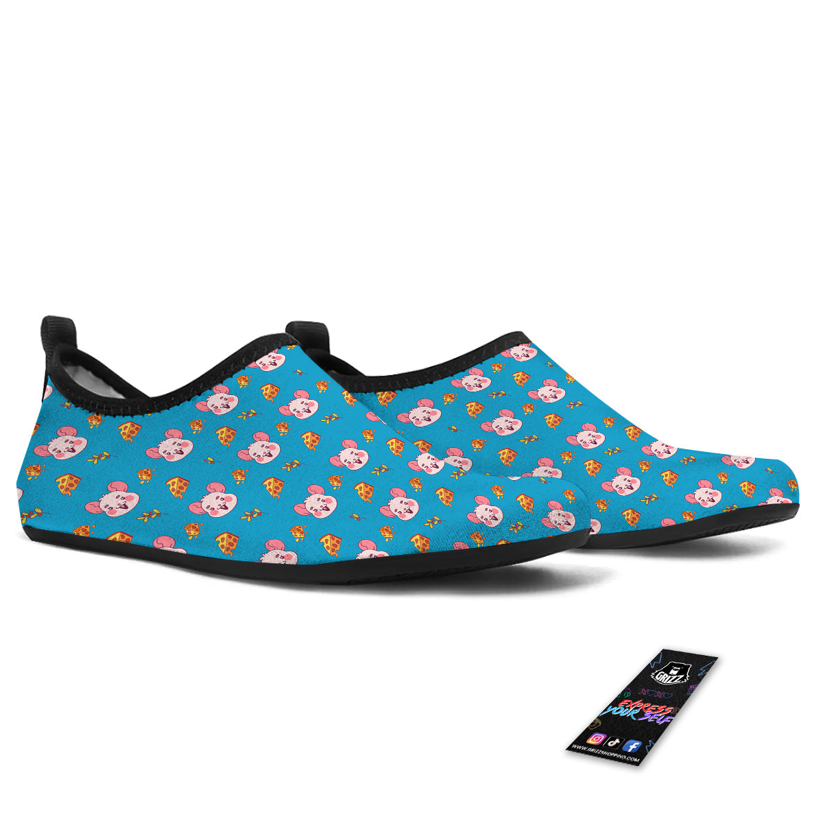 Rat Cute Print Pattern Water Shoes-grizzshop