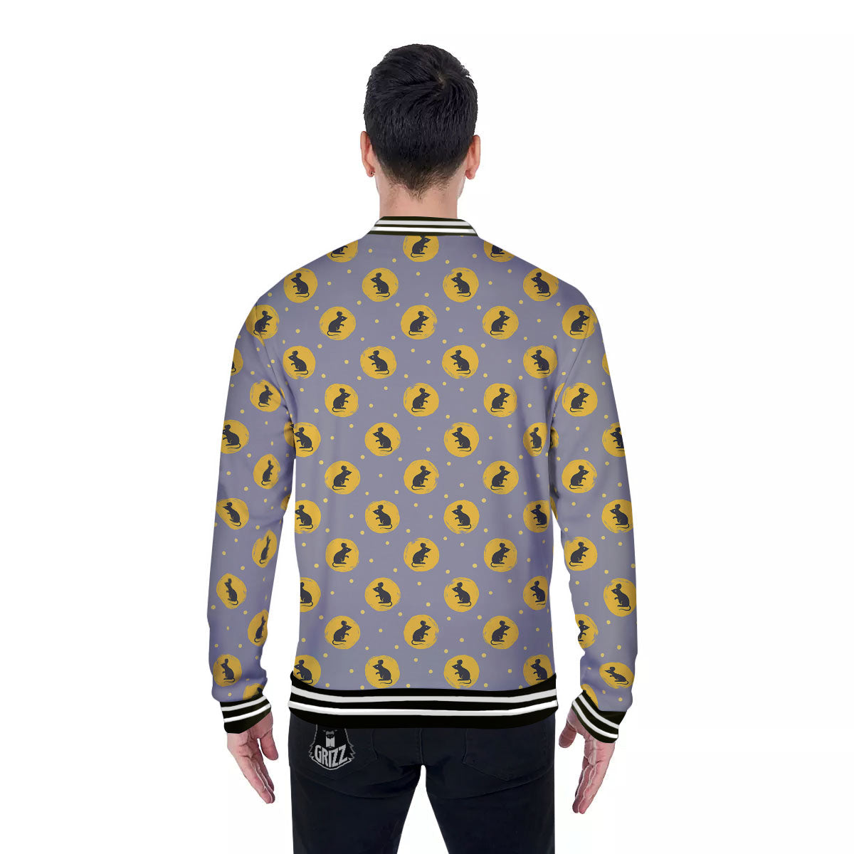 Rat Print Pattern Baseball Jacket-grizzshop