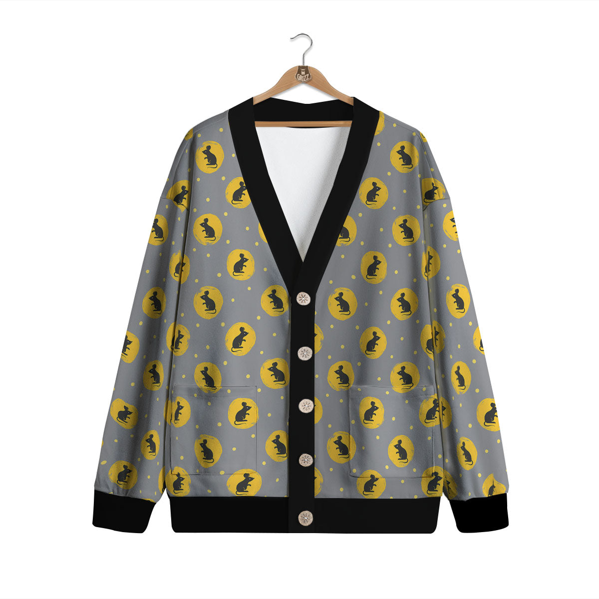 Rat Print Pattern Cardigan-grizzshop