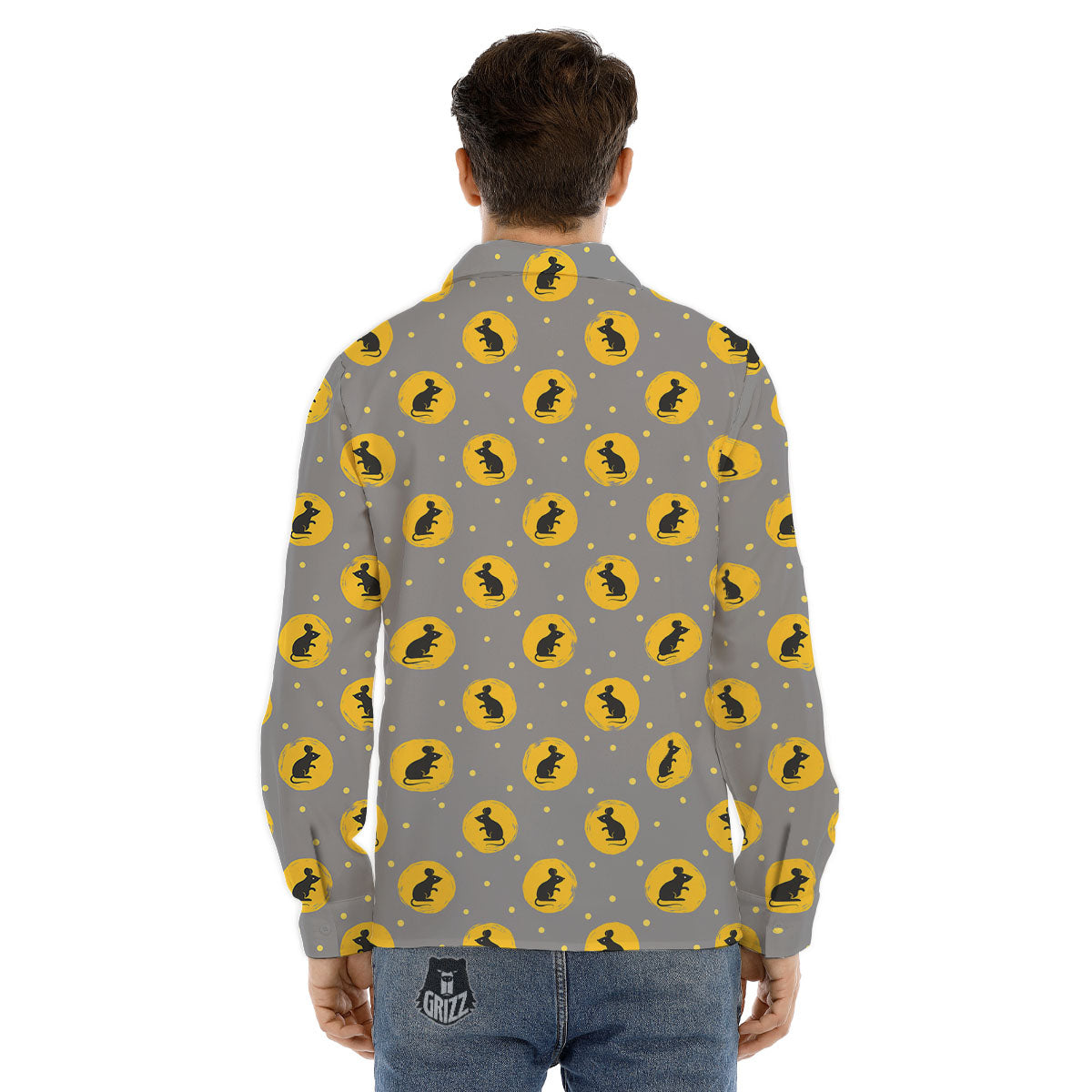 Rat Print Pattern Men's Dress Shirts-grizzshop