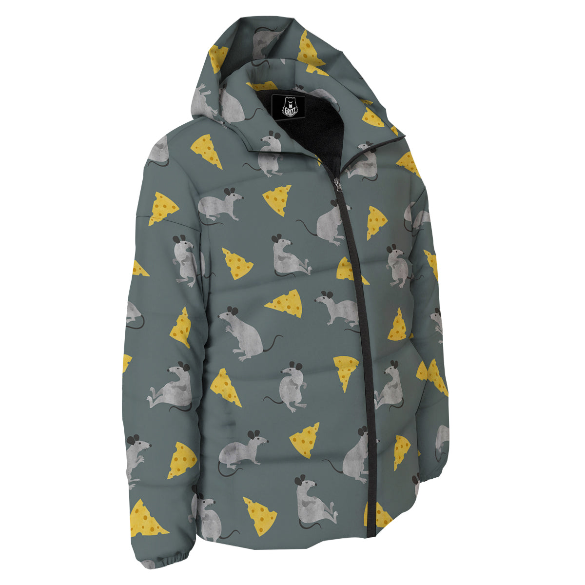 Rat Watercolor Print Pattern Down Jacket-grizzshop