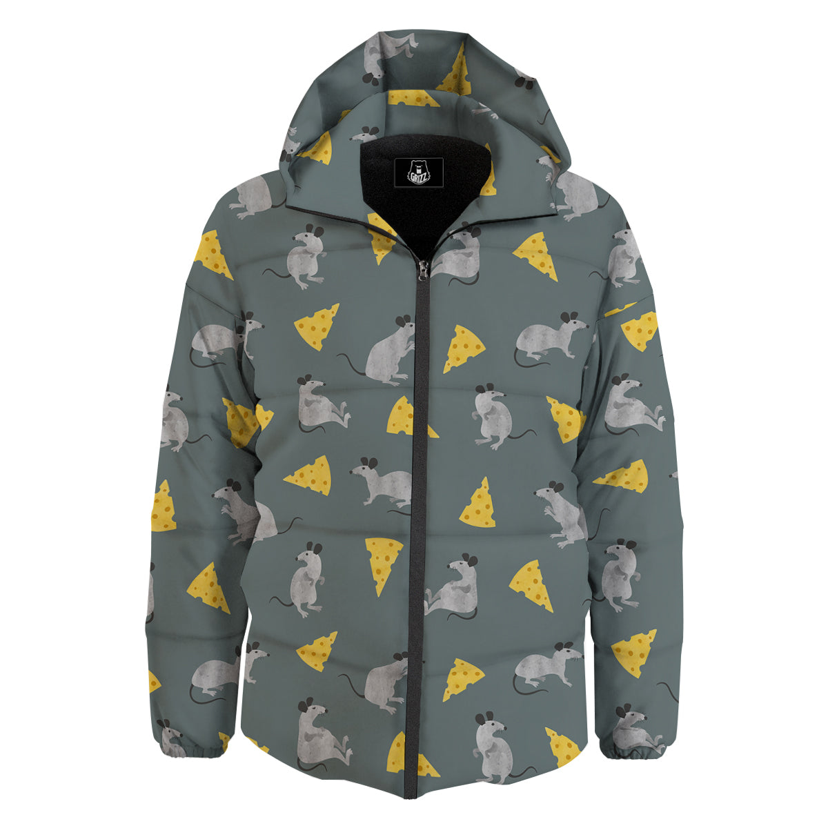 Rat Watercolor Print Pattern Down Jacket-grizzshop