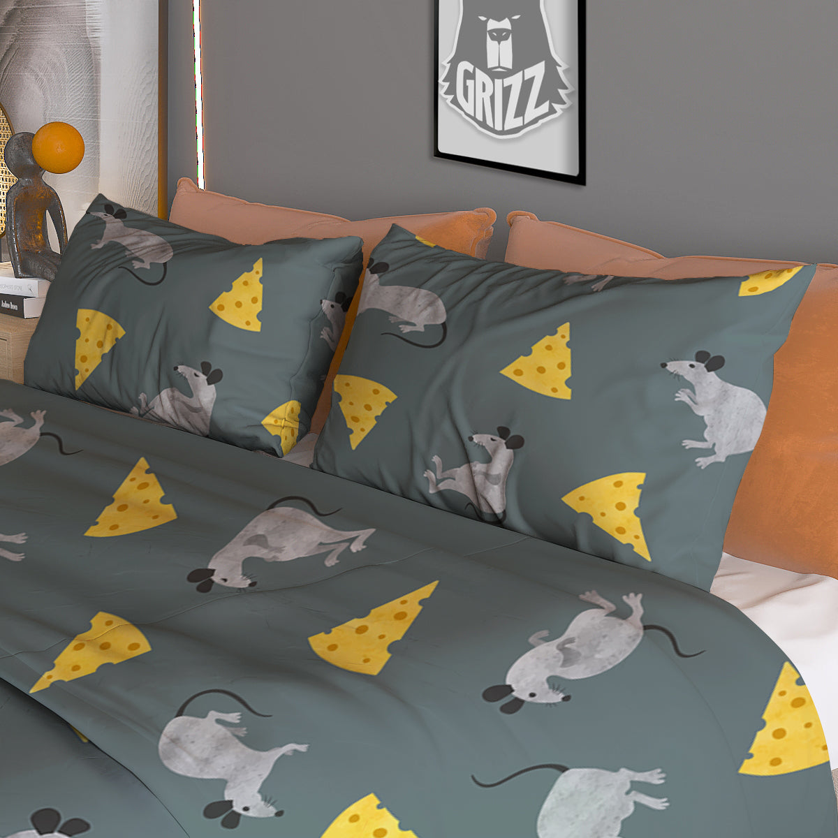 Rat Watercolor Print Pattern Duvet Cover Bedding Set