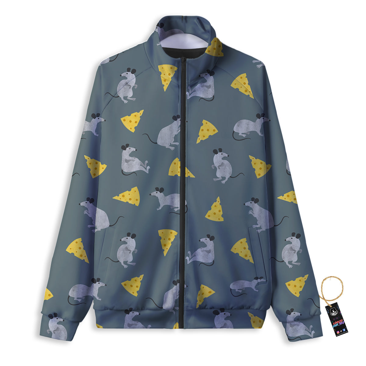 Rat Watercolor Print Pattern Track Jacket-grizzshop