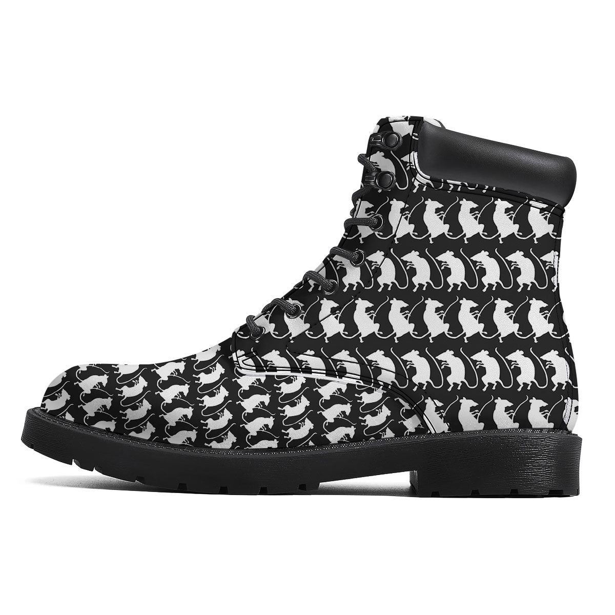 Rat White And Black Print Pattern Boots-grizzshop