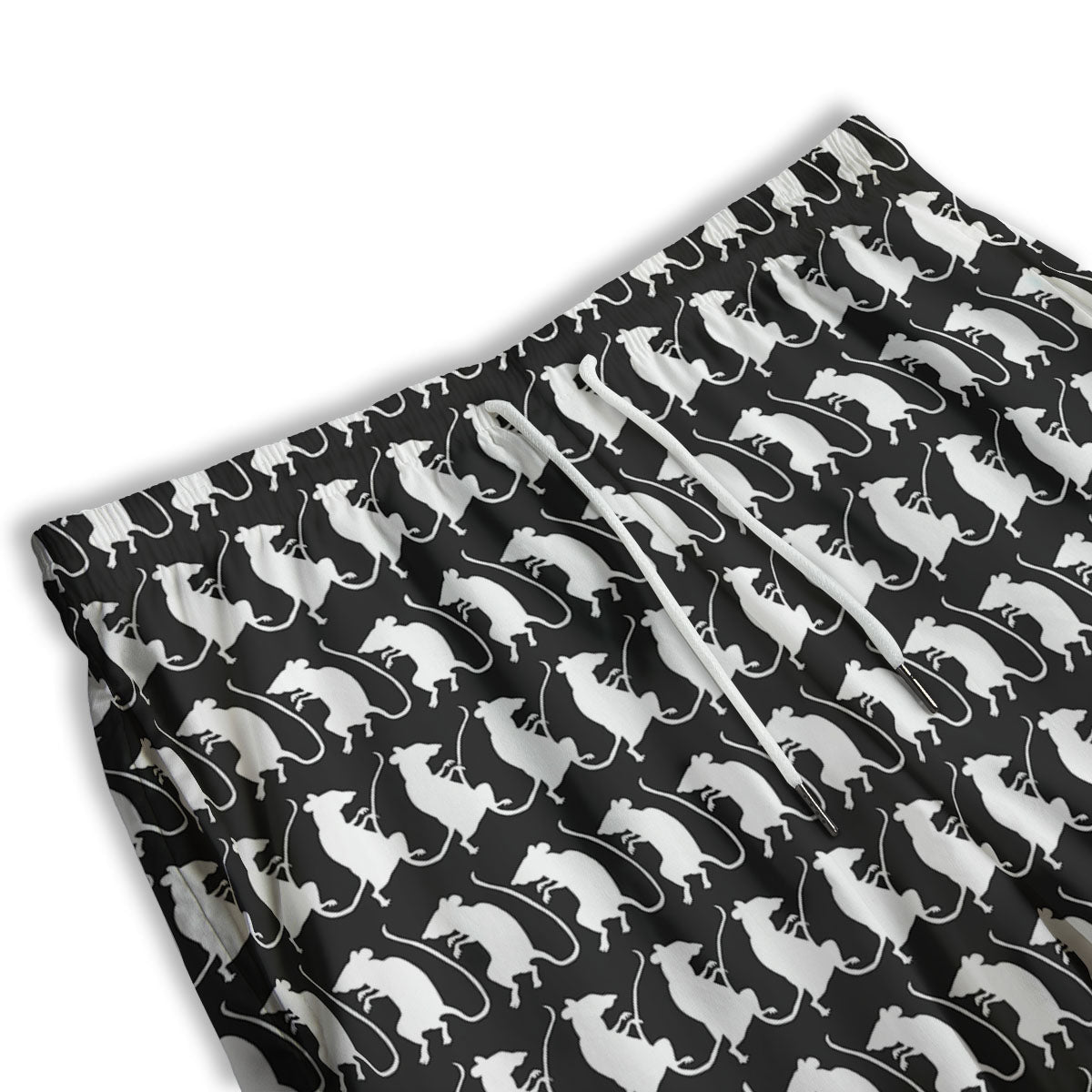 Rat White And Black Print Pattern Men's Athletic Shorts