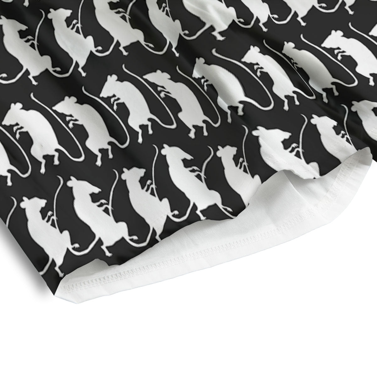 Rat White And Black Print Pattern Men's Athletic Shorts