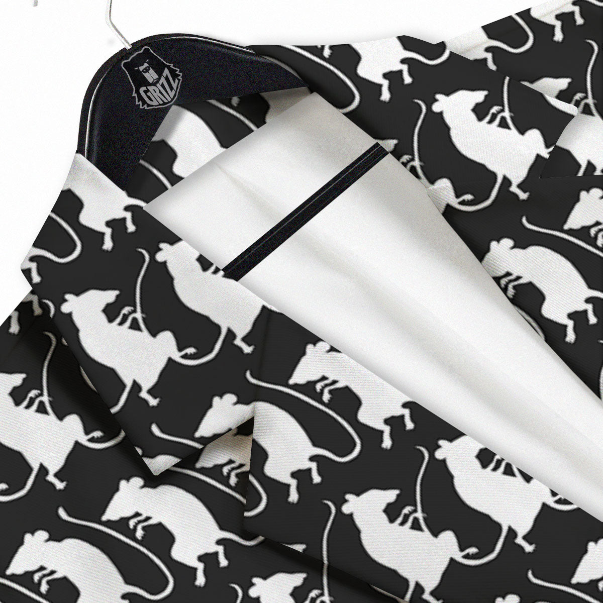 Rat White And Black Print Pattern Men's Sport Coat-grizzshop