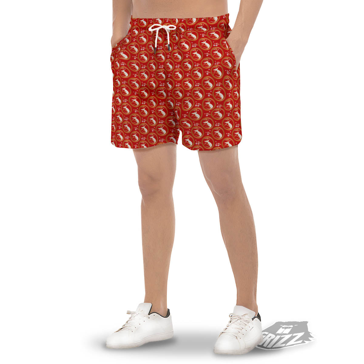 Rat Zodiac Chinese Print Pattern Men's Gym Shorts-grizzshop