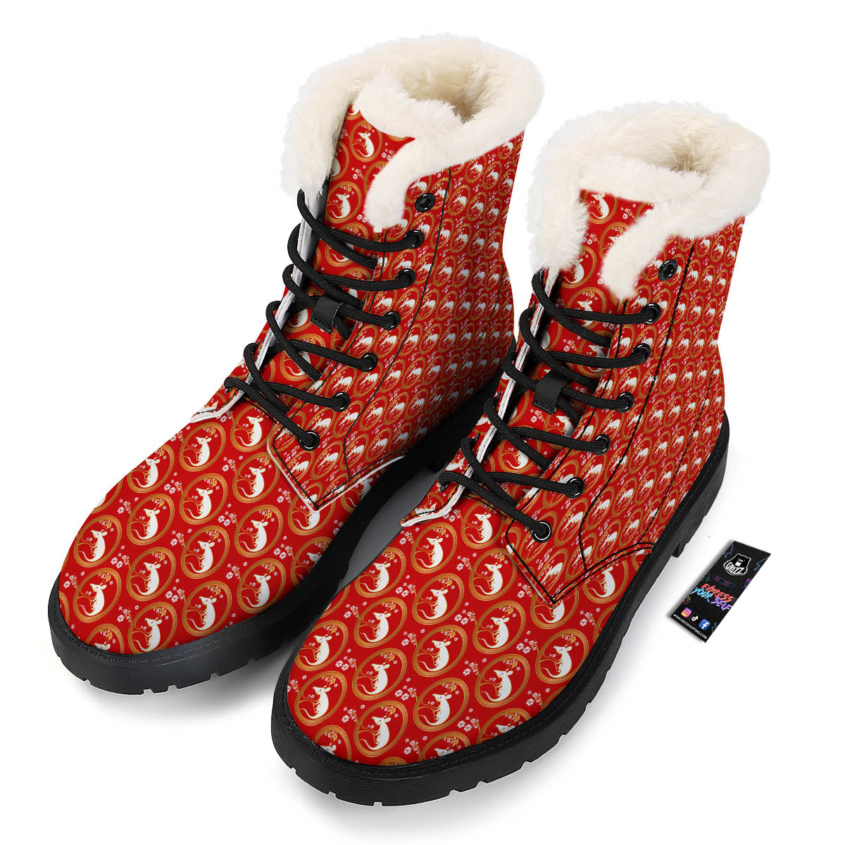 Rat Zodiac Chinese Print Pattern Winter Boots-grizzshop