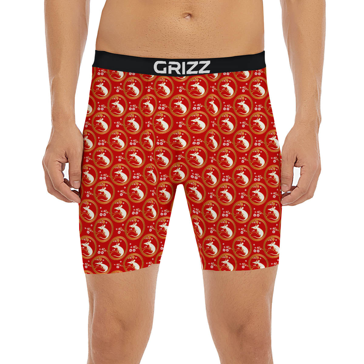 Rat Zodiac Chinese Print Pattern Boxer Briefs
