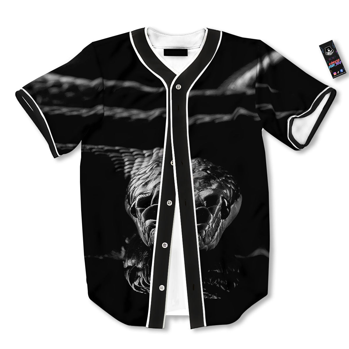 Ratsnake Rhinoceros Monochrome Print Baseball Jersey-grizzshop