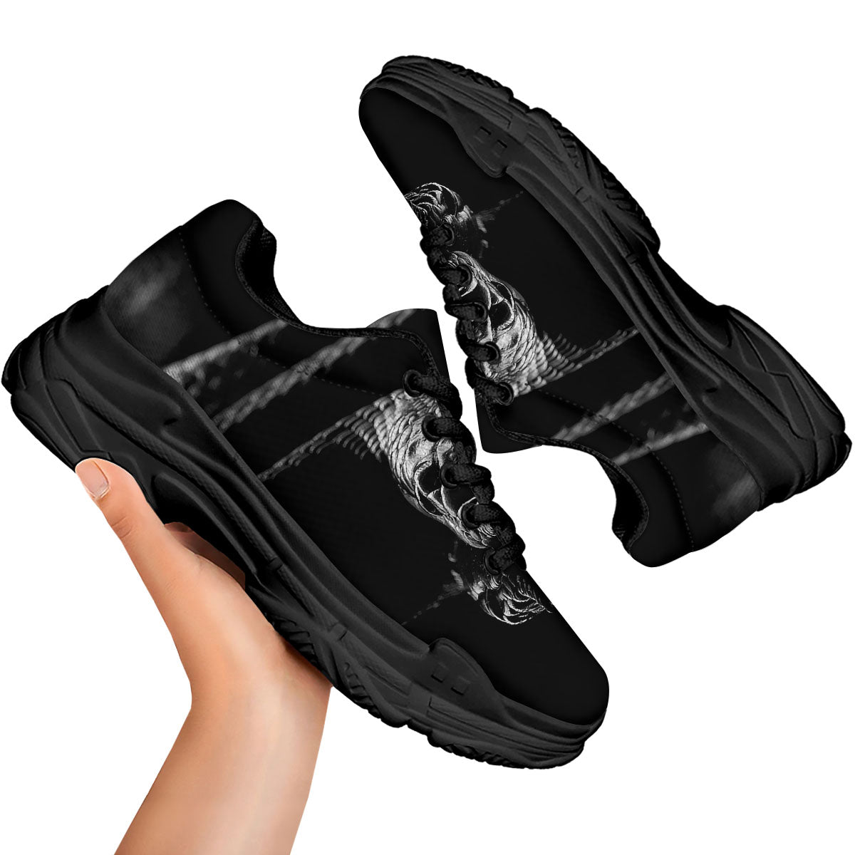Ratsnake Rhinoceros Monochrome Print Black Chunky Shoes-grizzshop