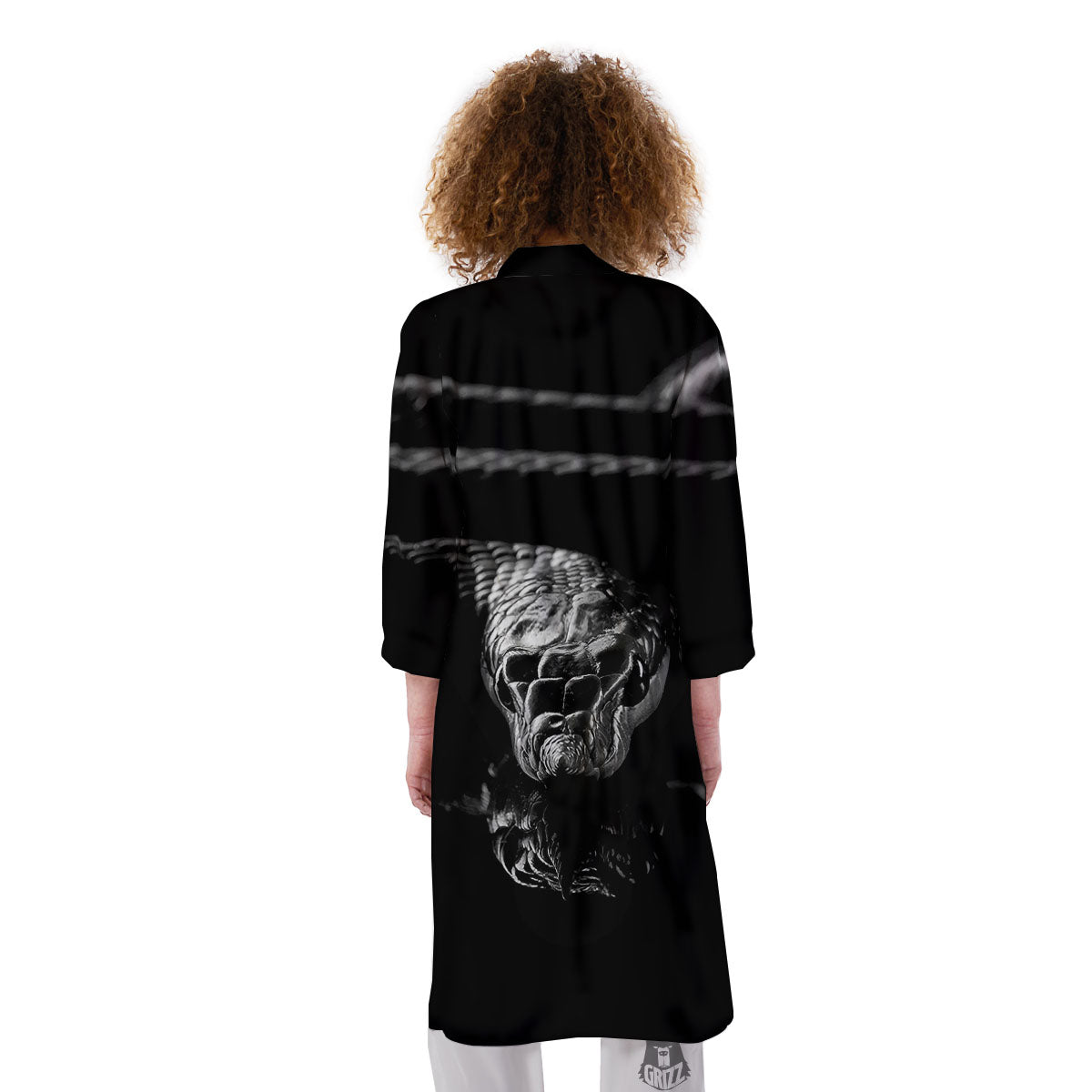 Ratsnake Rhinoceros Monochrome Print Kimono-grizzshop